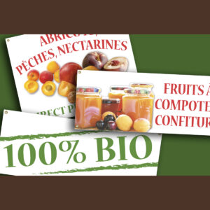 BANDEROLE, BACHE, INFORMATION RECURRENTE, CHAQUE ANNÉE, RÉUTILISABLE, DURABLE, IMPRESSION BACHE